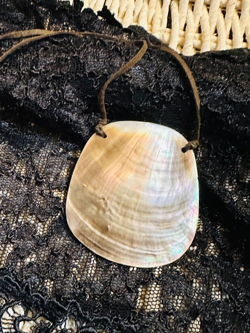 ✨ Luminous Mother of Pearl Shell Shield Statement Necklace ✨